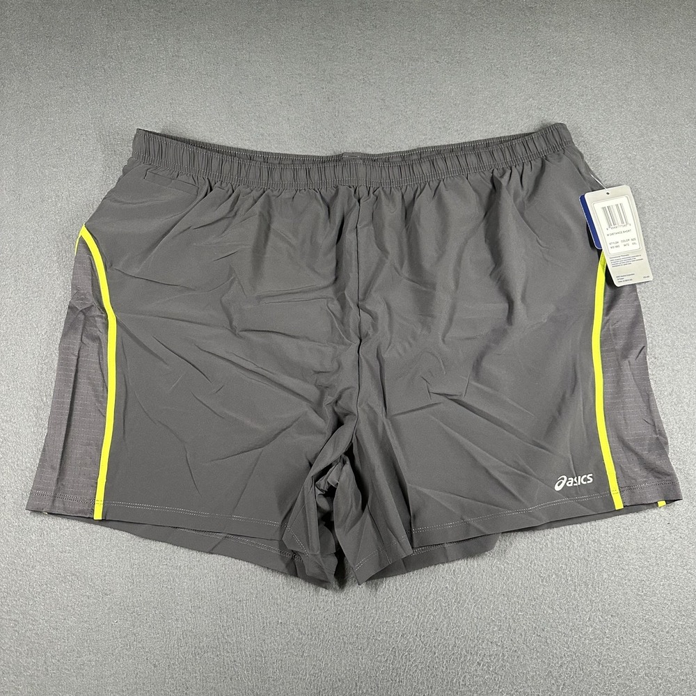 ASICS Distance Running Shorts Mens 2XL Gray Elastic Waist 5 Inseam MS1692-9472